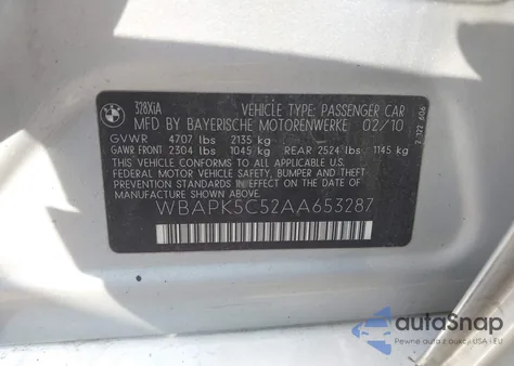 2010 BMW 328I xDrive from USA, damaged, VIN WBAPK5C52AA653287